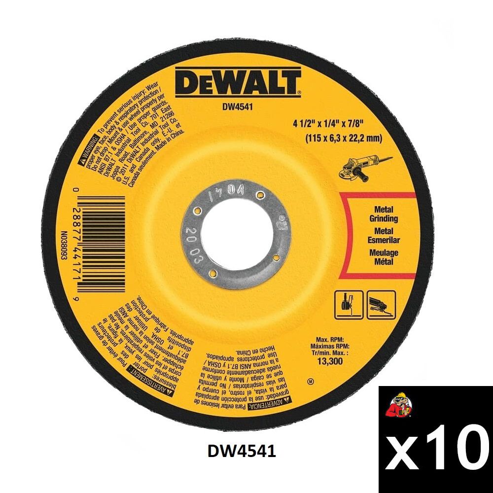 DEWALT 4-1/2 Inch x 1/4 Inch Type 27 Metal Grinding Wheel Bundle, 10 Pieces, large image number 2