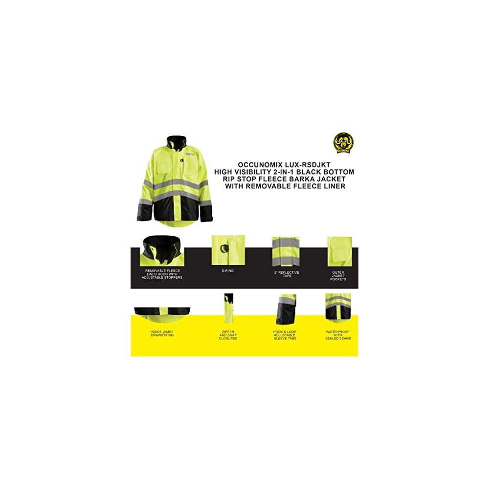 Occunomix Hi-Vis Yellow Rip Stop Fleece Barka Jacket 3X, large image number 3