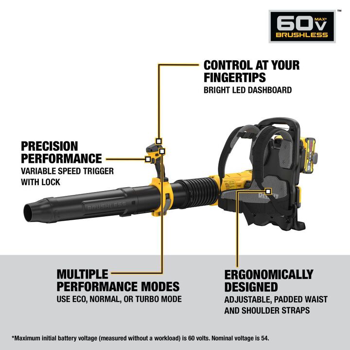 DEWALT 60V Backpack Blower 15 Ah Kit, large image number 2