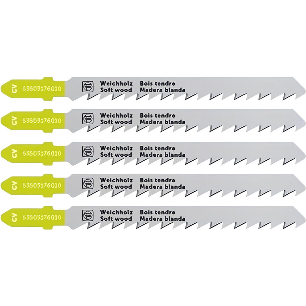 Fein 3 Inch 6 TPI Chrome-Vanadium Jigsaw Blades, 5 Pack, large image number 1