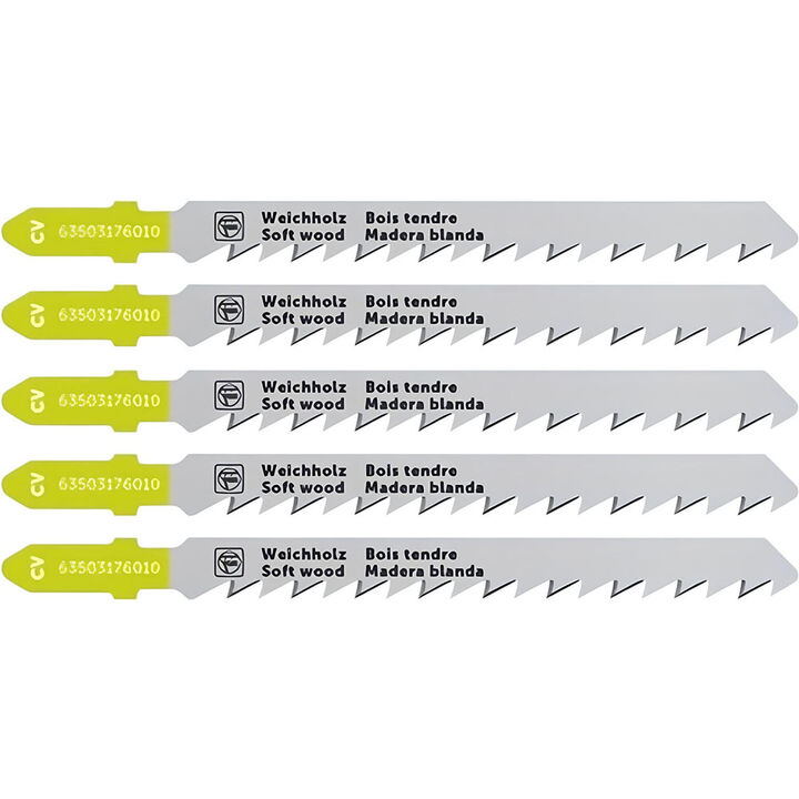 Fein 3 Inch 6 TPI Chrome-Vanadium Jigsaw Blades, 5 Pack