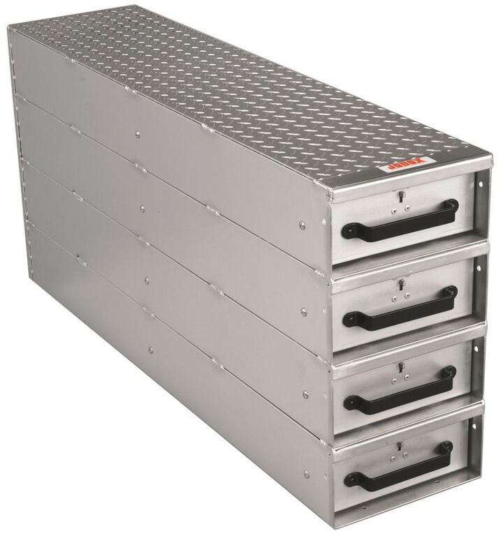 Crescent JOBOX 4 Drawer Long Stacked Heavy-Duty Aluminum Drawer Storage - 12 InchW x 24 InchH x 50 InchL