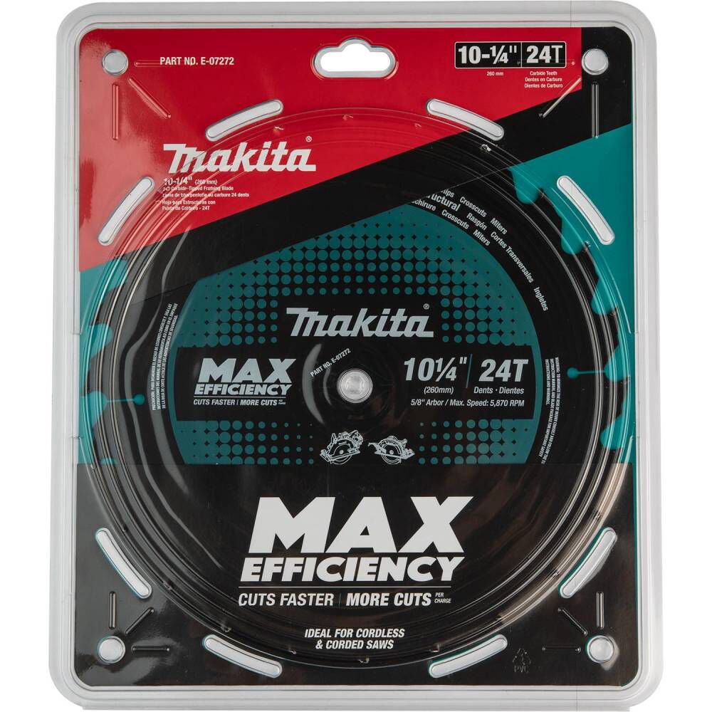 Makita 10-1/4 Inch 24T Carbide-Tipped Max Efficiency Circular Saw Blade, Framing, large image number 3