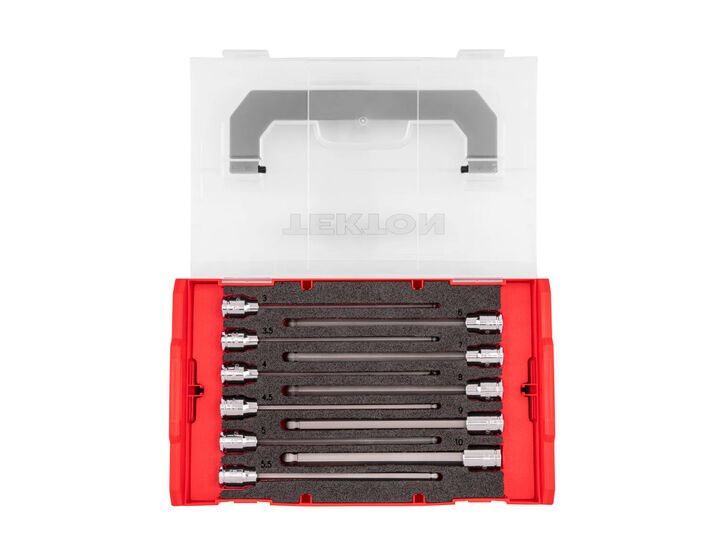 Tekton 3/8 Inch Long Ball End Hex Bits with Stacking Organizer, 3-10 mm, 11 Pieces
