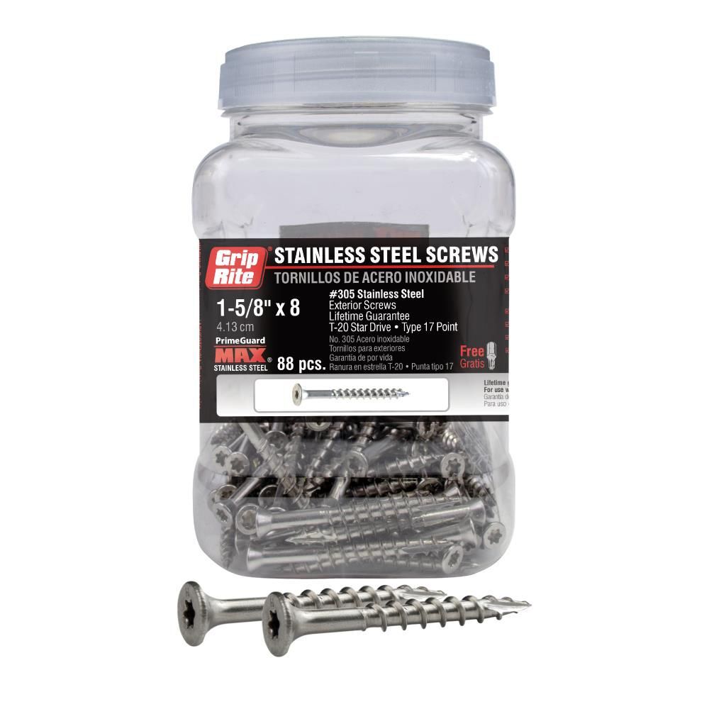Grip Rite PrimeGuard Max PrimeGuard Max 88Ct Deck Screw Stainless 1-5/8 in Star Drive Head, large image number 2