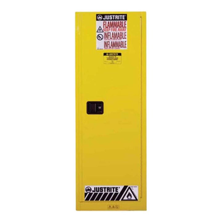 Justrite 22 Gallon Yellow Steel Self Close 3 Shelf Flammable Cabinet