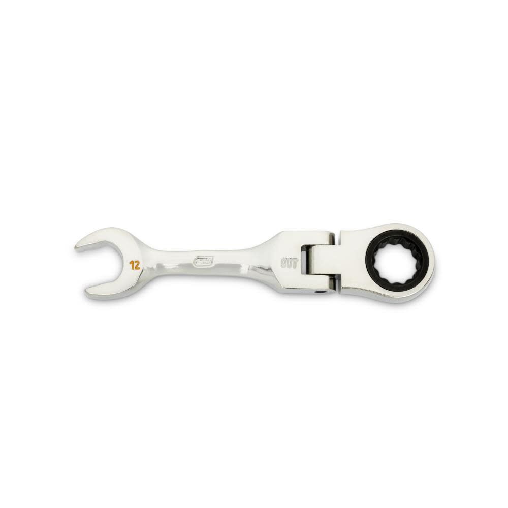 GEARWRENCH 12mm 90-Tooth 12 Point Stubby Flex Combination Ratcheting Wrench, large image number 1
