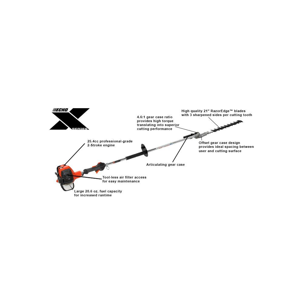 Echo X Series 2-Stroke Gas Powered Articulating Shafted Hedge Trimmer 25.4cc, large image number 4