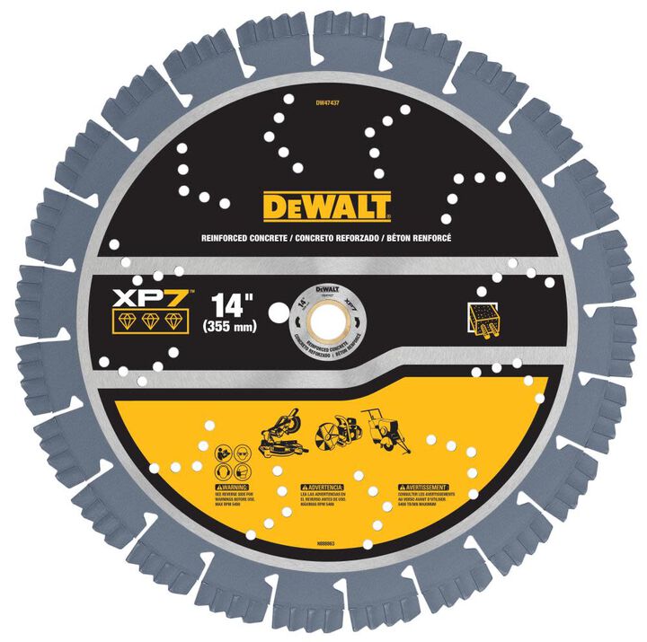DEWALT XP7 Reinforced Concrete 14 Inch Segmented Rim Diamond Blade for Fast and Smooth Cuts in General Purpose Concrete