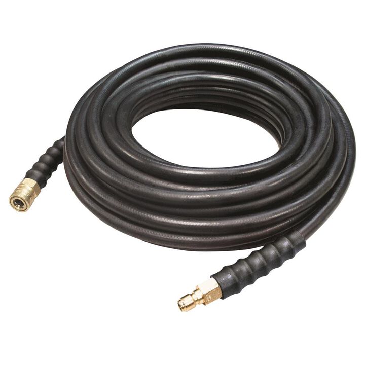 Apache Hose 3/8 Inch x 25 Ft. 4000# Rubber Pressure Washer Hose - 3/8 Inch Quick Disconnect Socket x 3/8 Inch Quick Disconnect Plug