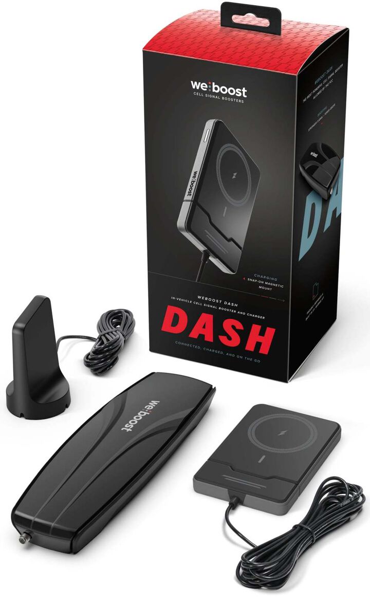 weBoost Dash Mobile Signal Booster with Qi2 Charger