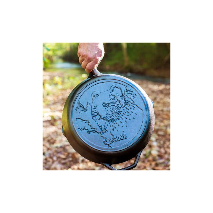 Lodge Cast Iron Wildlife Series 12 Inch Brown Cast Iron Bear Skillet, large image number 1