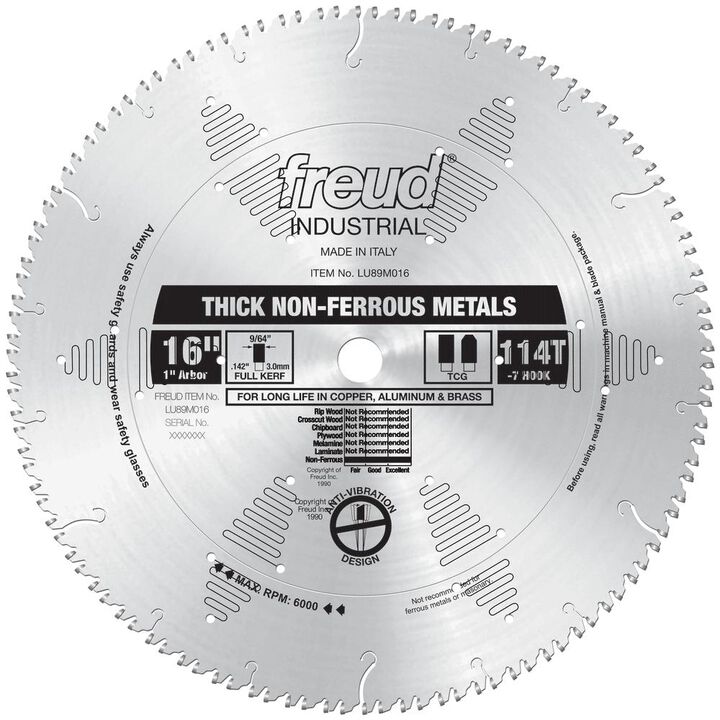 Freud 16in Thick Non-Ferrous Metal Blade
