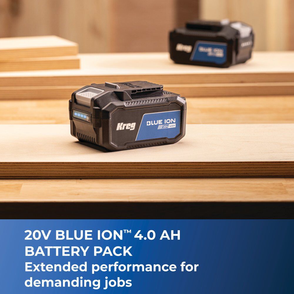Kreg Blue Ion 20V 4.0 Ah Lithium Ion Battery 2 Pack and Fast Charger Bundle, large image number 4