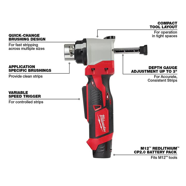 Milwaukee M12 Cable Stripper Kit with 17 Cu THHN / XHHW Bushings, large image number 4