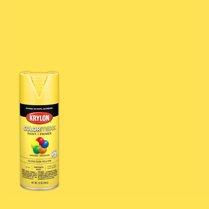 Krylon 12 Oz Gloss Sheen COLORmaxx Paint and Primer Sun Yellow, large image number 1