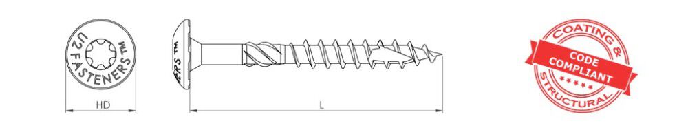 U2 Fasteners Construction Screw 3/8 Inch X 10 Inch, 300ct, large image number 2