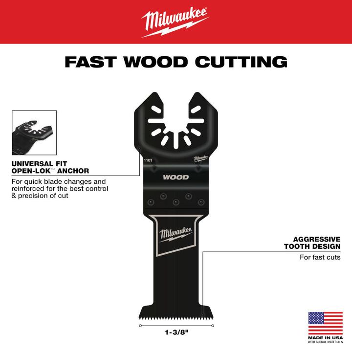 Milwaukee OPEN-LOK 1-3/8inch HCS WOOD BLADE 1PK, large image number 3