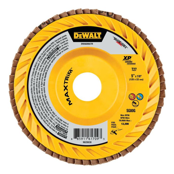 DEWALT 5in X 7/8in 80G T27 XP Ceramic Trim Flap Disc