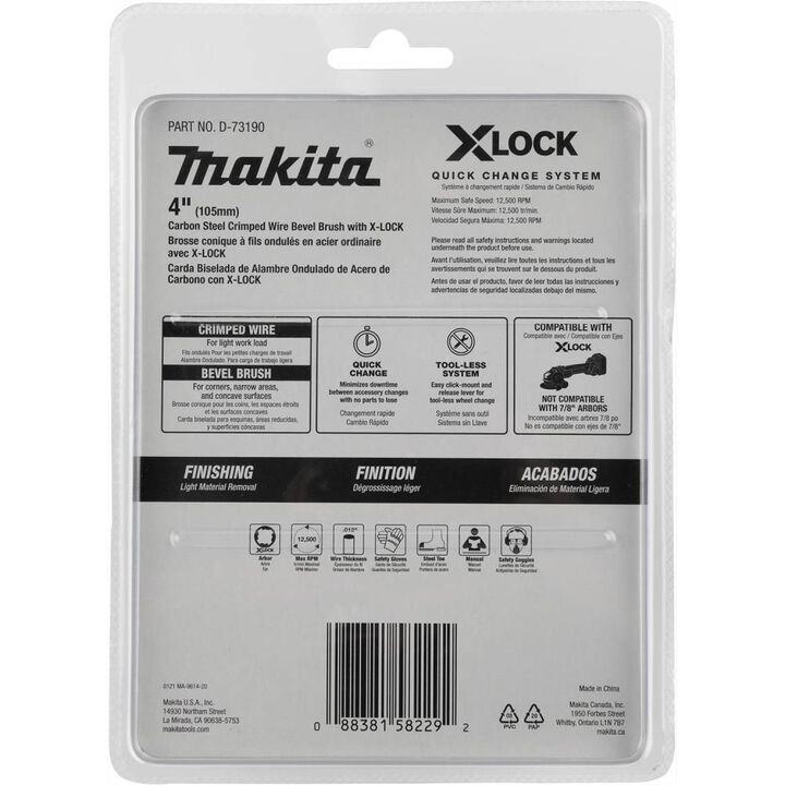 Makita X LOCK 4in Carbon Steel Crimped Wire Bevel Brush, large image number 5