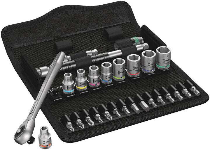Wera Tools 8100 SA 10 1/4 in Drive Zyklop Metal Ratchet Set 28pc