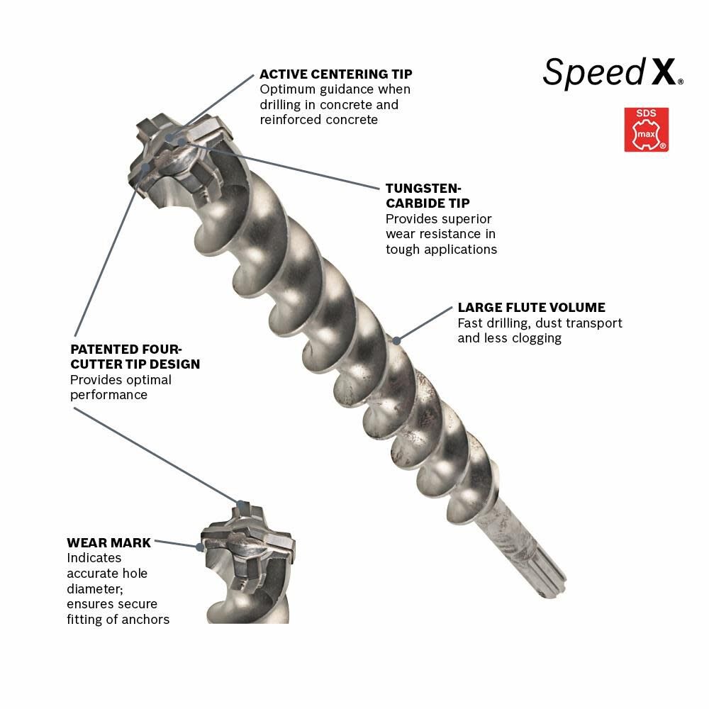 Bosch 7/8 Inch x 21 Inch SDS-max Speed-X Rotary Hammer Bit, large image number 4