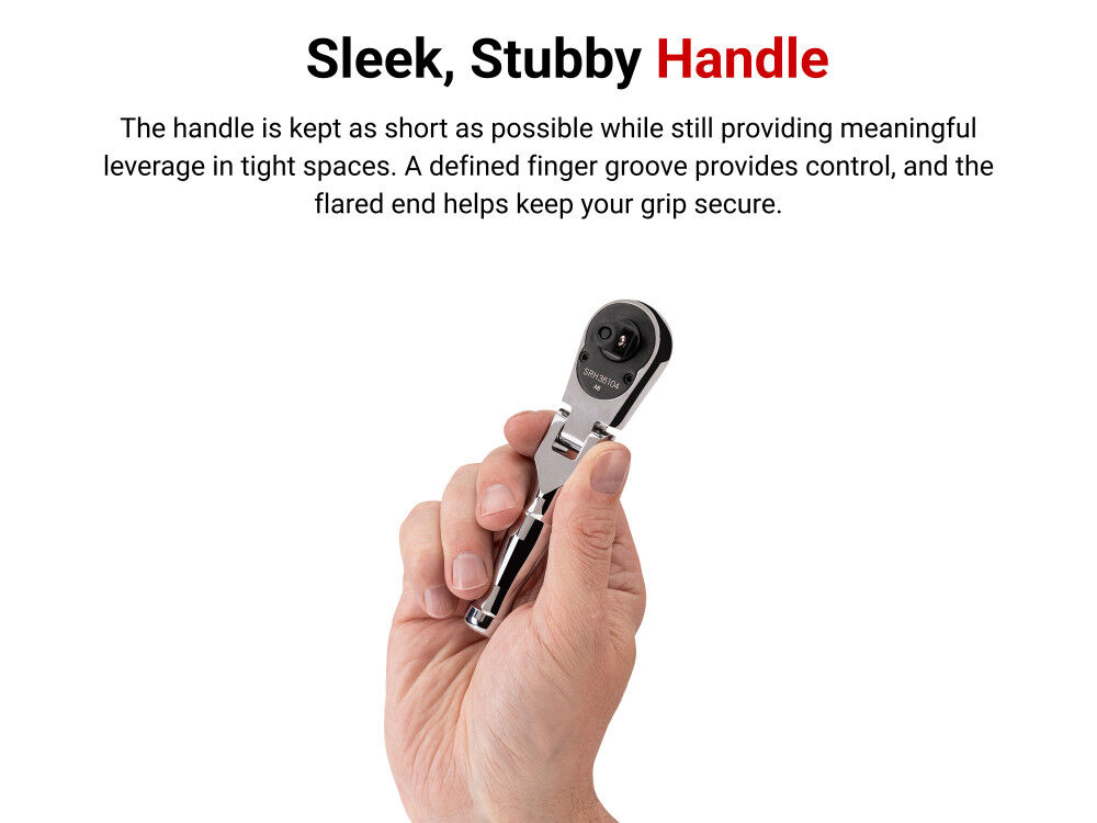 Tekton 1/4, 3/8, 1/2 Inch Flex Head Non-QR Stubby Ratchet Set, 3 Pieces, large image number 6
