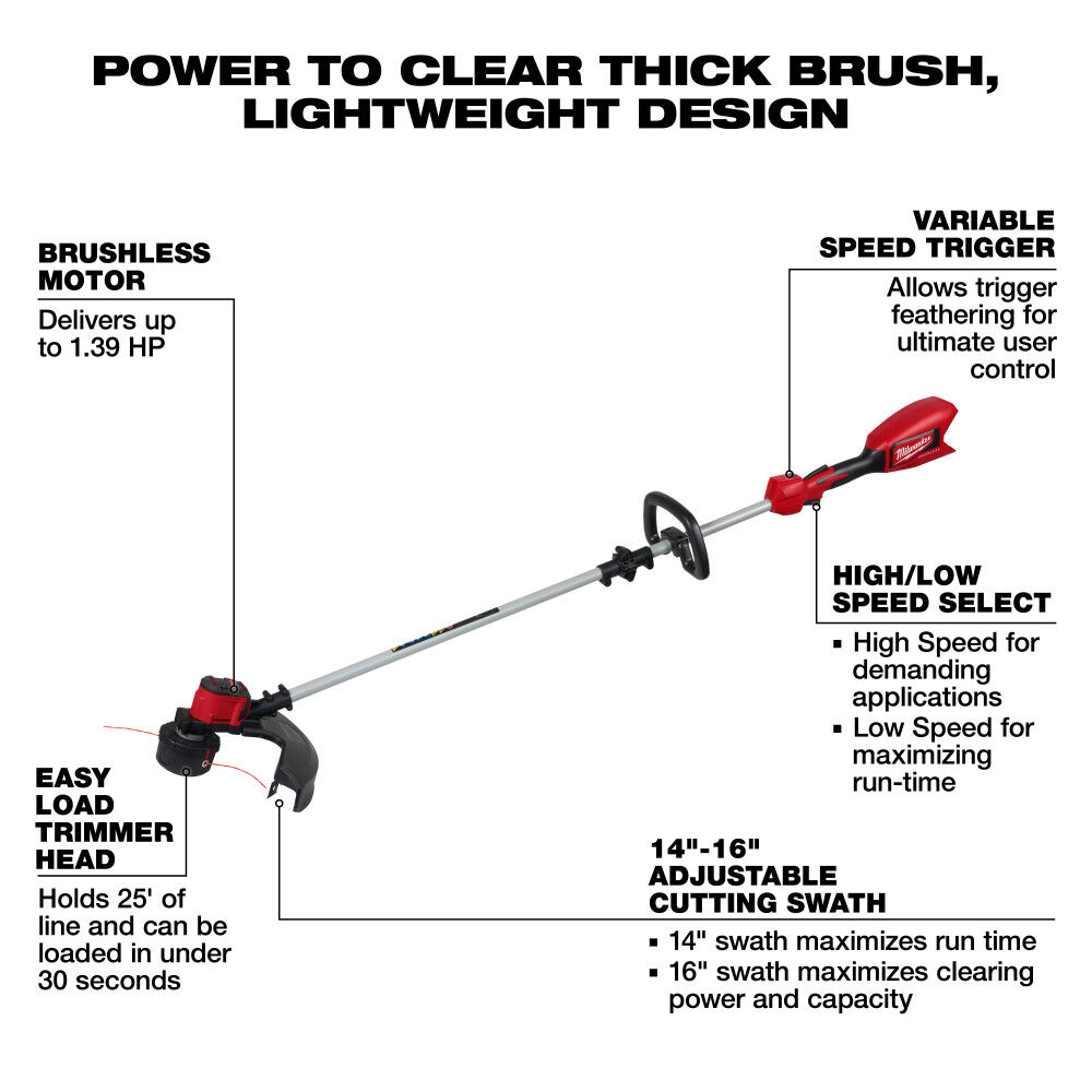 Milwaukee M18 Brushless String Trimmer, Bare Tool, large image number 4