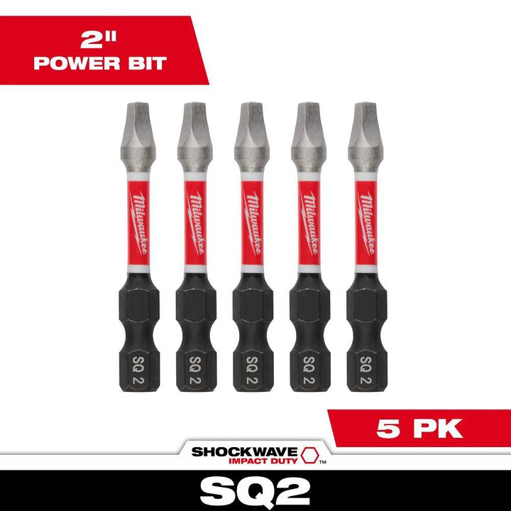 Milwaukee SHOCKWAVE 2 in. Impact Square Recess #2 Power Bits