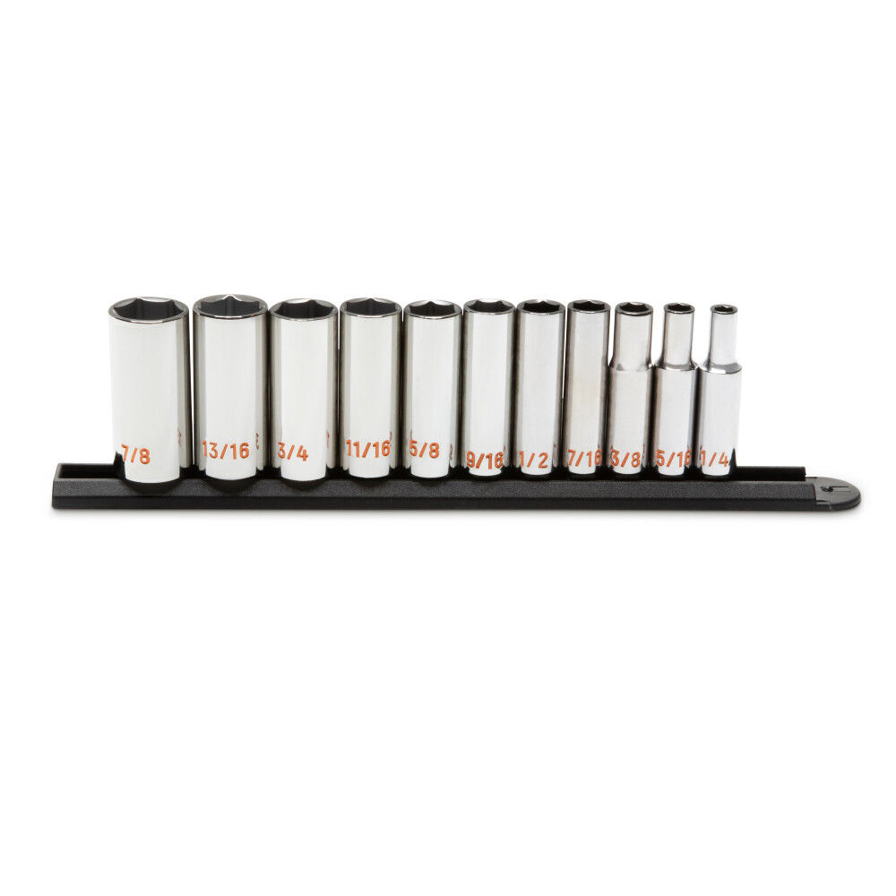 GEARWRENCH 3/8 Inch Drive 6 Point SAE Hi-Viz Deep Socket Set 11 Pieces, large image number 1
