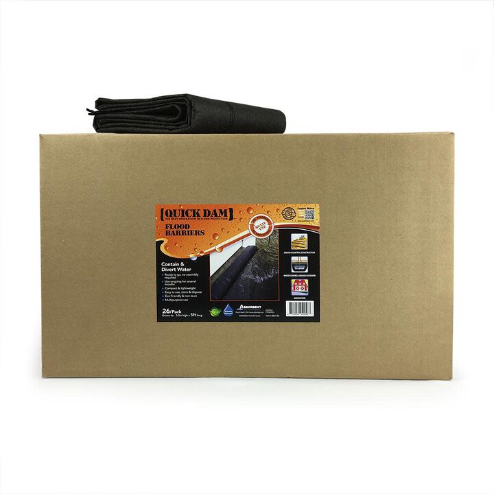 Quick Dam 5 ft Water Activated Flood Barriers 26/Pk