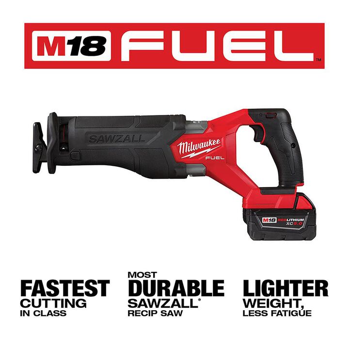 Milwaukee M18 FUEL SAWZALL Reciprocating Saw - 2 Battery XC5.0 Kit, large image number 2