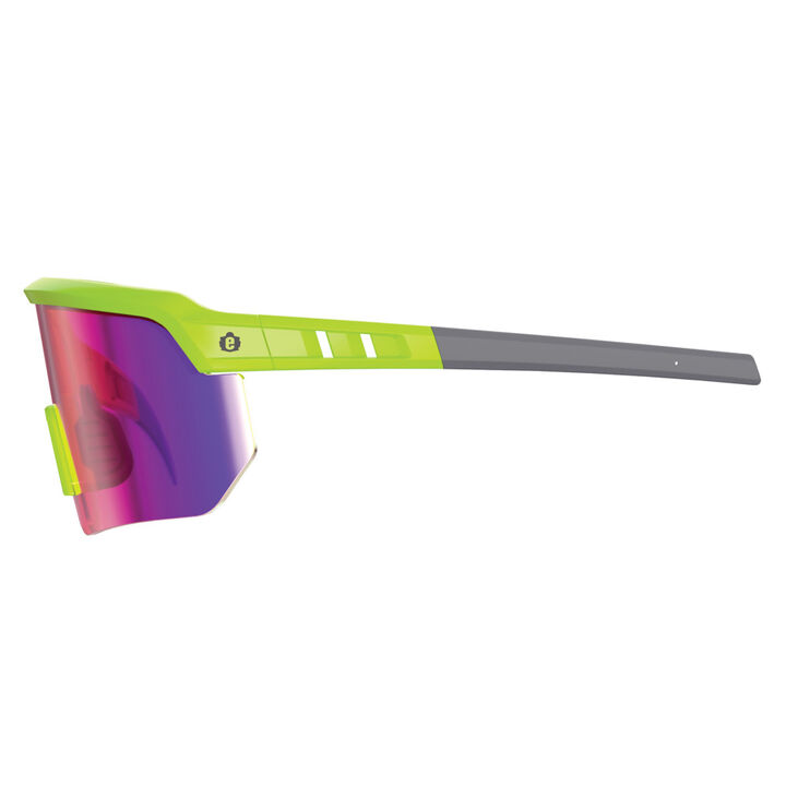 Ergodyne Skullerz AEGIR Polarized Mirrored Safety Glasses, Lime Frame, Purple Lens, large image number 13