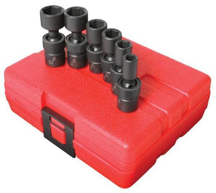 Sunex 1/4 Inch Drive SAE 6 Point Standard Universal Impact Socket Set, 6 Piece