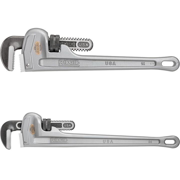 Ridgid 14 Inch and 24 Inch Aluminum Pipe Wrench Bundle
