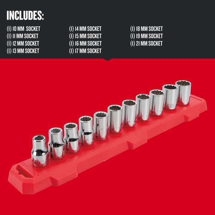 CRAFTSMAN 1/2-in Drive Metric 12 Point Socket Set, 11pc, large image number 1
