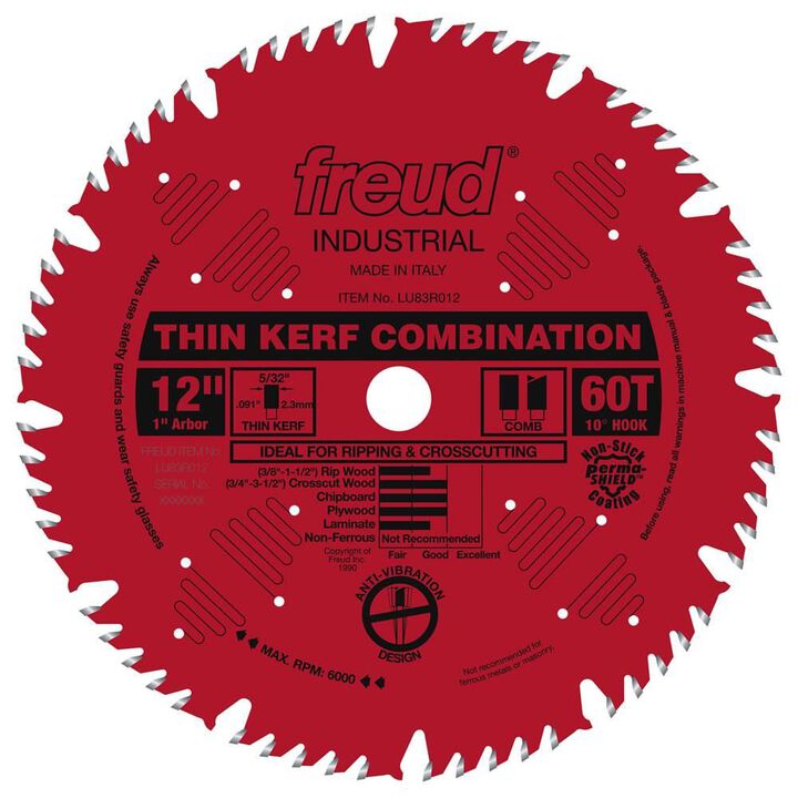 Freud 12 In. x 60T Thin Kerf Combination Blade