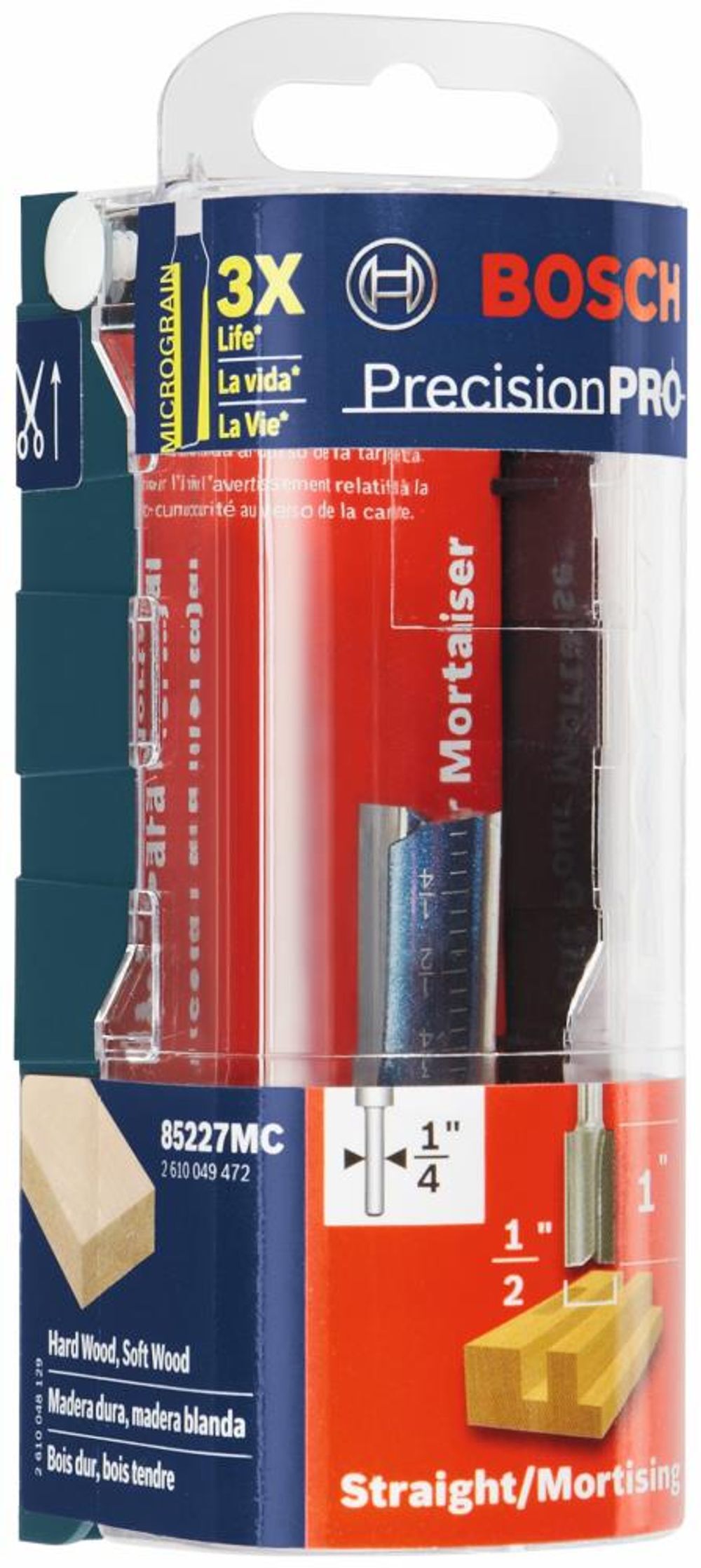 Bosch 1/2in x 1in Carbide Tipped Double Flute Straight Router Bit, large image number 2