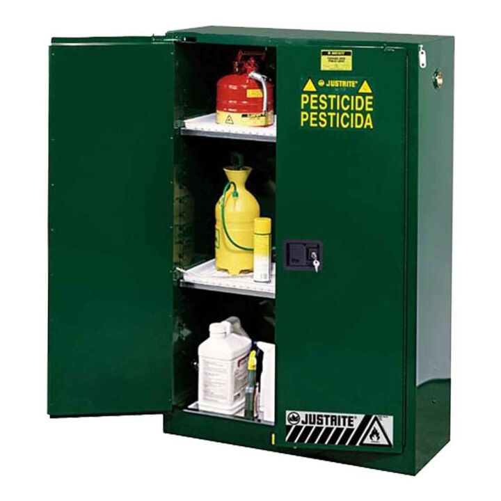 Justrite 45 Gallon Green Steel Green Self Close Pesticides Safety Cabinet