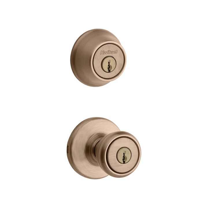 Kwikset Deadbolt Set Brass Tylo Door Knob & Double Cylinder