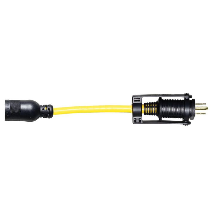 Voltec 1 Ft. 15-Amp 300-Volt 12-Gauge Yellow Outdoor U-Ground Plug to Locking Connector