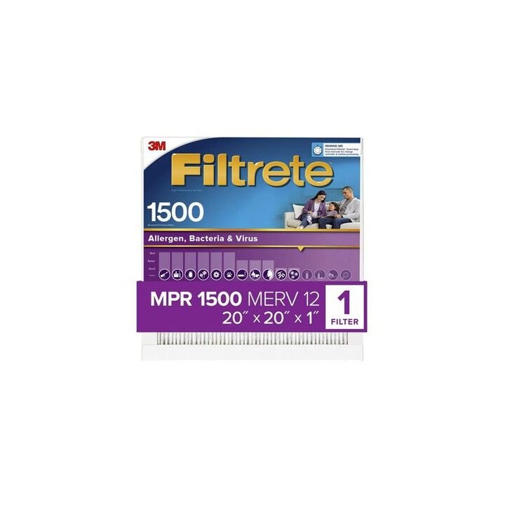 3M Filtrete 20 x 20 x 1-Inch 1500 MPR Bacteria & Virus Furnace Air Filter, 4-Pack