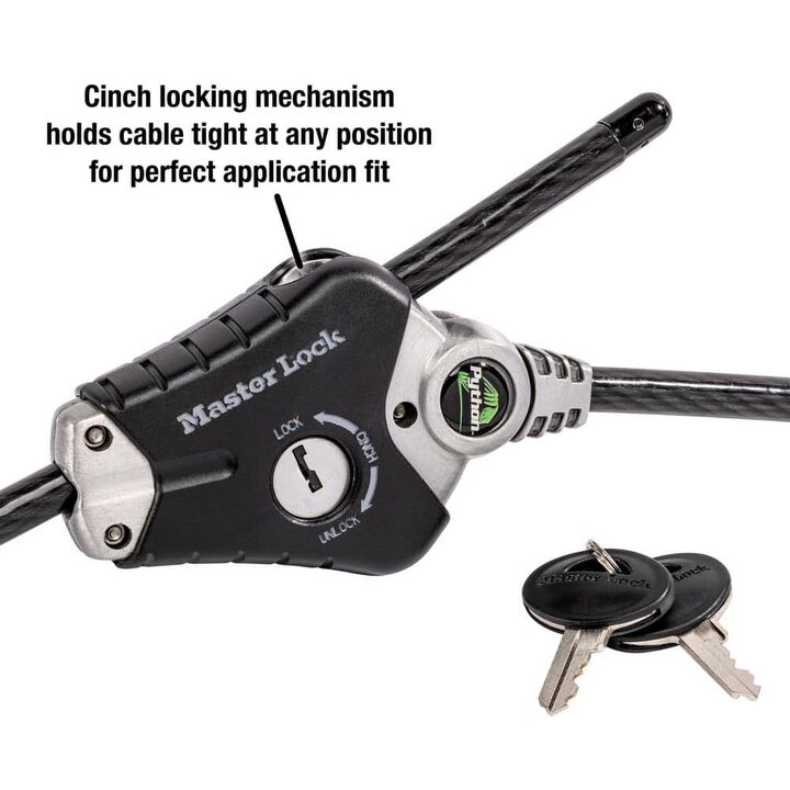 Master Lock 3/8 Inch x 72 Inch Vinyl Steel Adjustable Locking Cable with Key, large image number 1