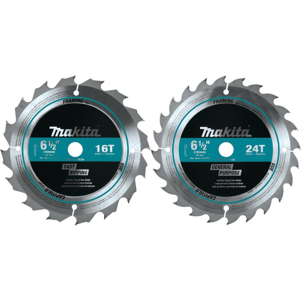 Makita 6-1/2 in. Carbide-Tipped Circular Saw Blade (2-Pieces), large image number 1