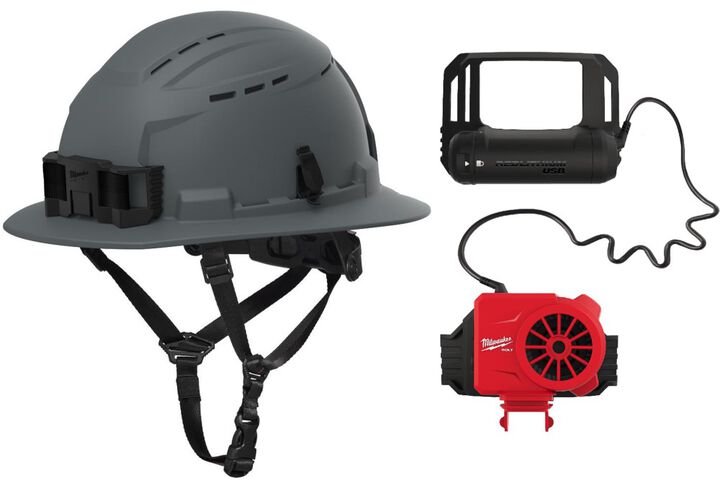 Milwaukee BOLT Full Brim Vented Safety Helmet Type 2 Class C & Cooling Fan, swatch