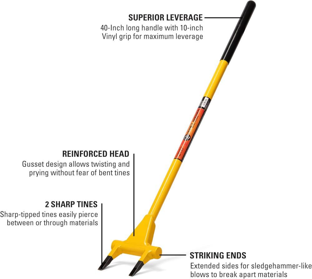 Honey Badger 2 Tines Demolition Fork Wrecking Bar with 40 Inch Length Handle, large image number 2