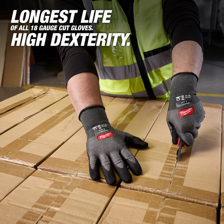 Milwaukee Cut Level 3 High Dexterity Nitrile Dipped Gloves with WEAR-DEFENSE Protection Extra Large, large image number 2