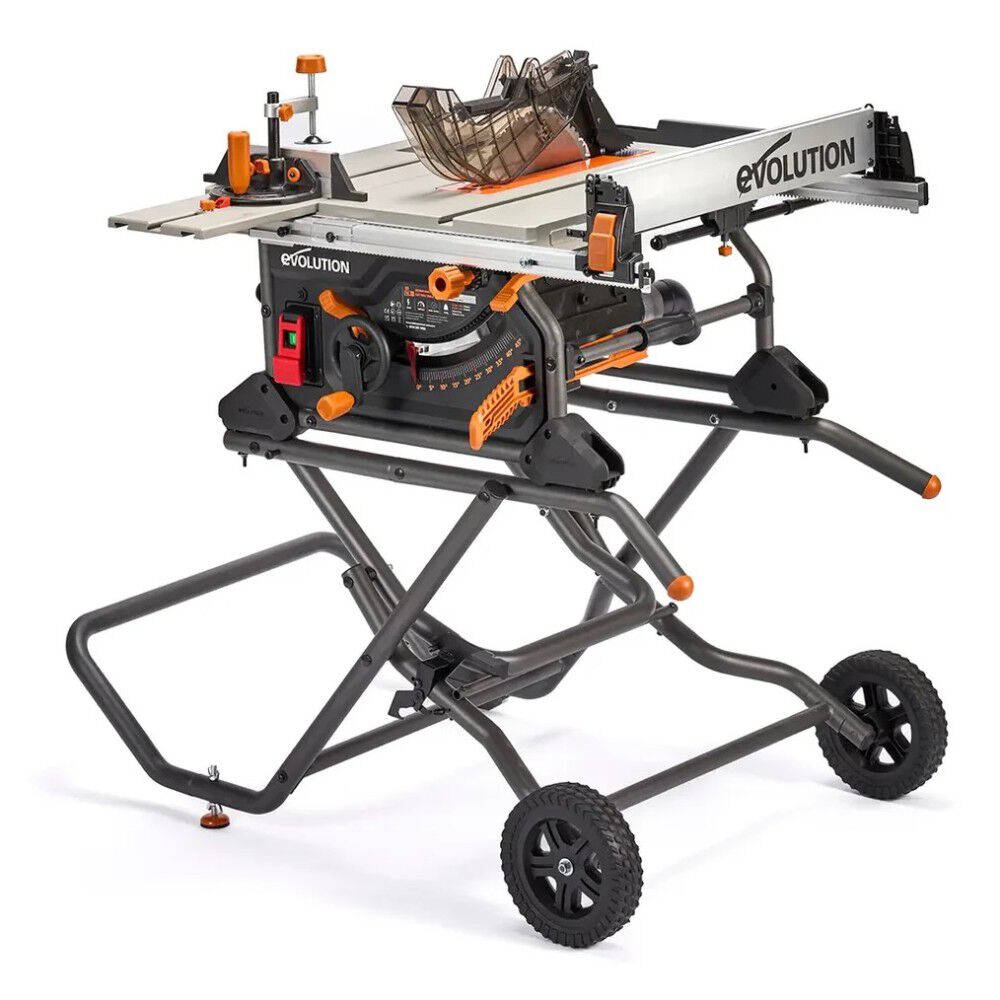 Evolution Power Tools R10TBLX Multi-Material 10 Inch Table Saw with Wheeled Scissor Stand, large image number 1