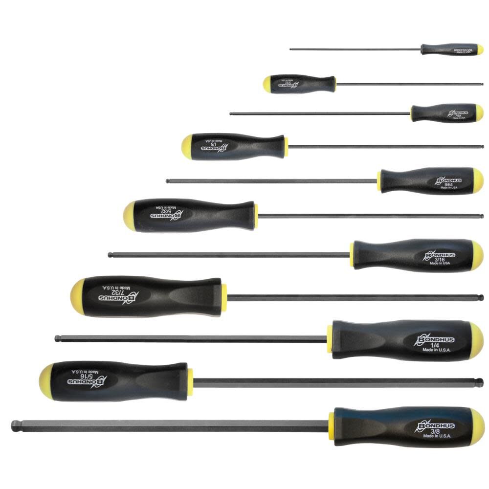 Bondhus 11Pc 5/64 Inch to 3/8 Inch ProGuard Ballend Tip Screwdriver Set, large image number 1