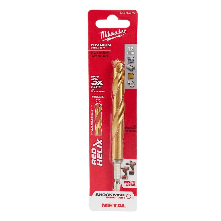Milwaukee 12mm Metric Titanium SHOCKWAVE Red Helix Bit